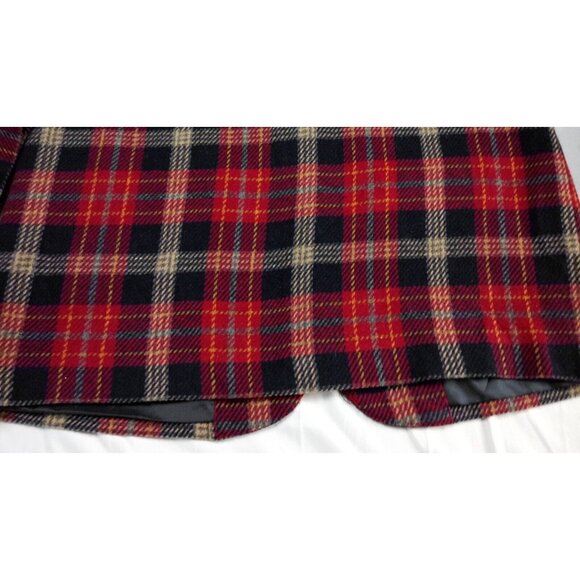 Vintage Requirements Plaid Wool Blend Dark Red and Navy Blue Jacket  Size 8 - Picture 14 of 15